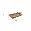Homeroots 2 x 20 x 11.5 in. Brown Wooden Tray with Rope Handles 399628